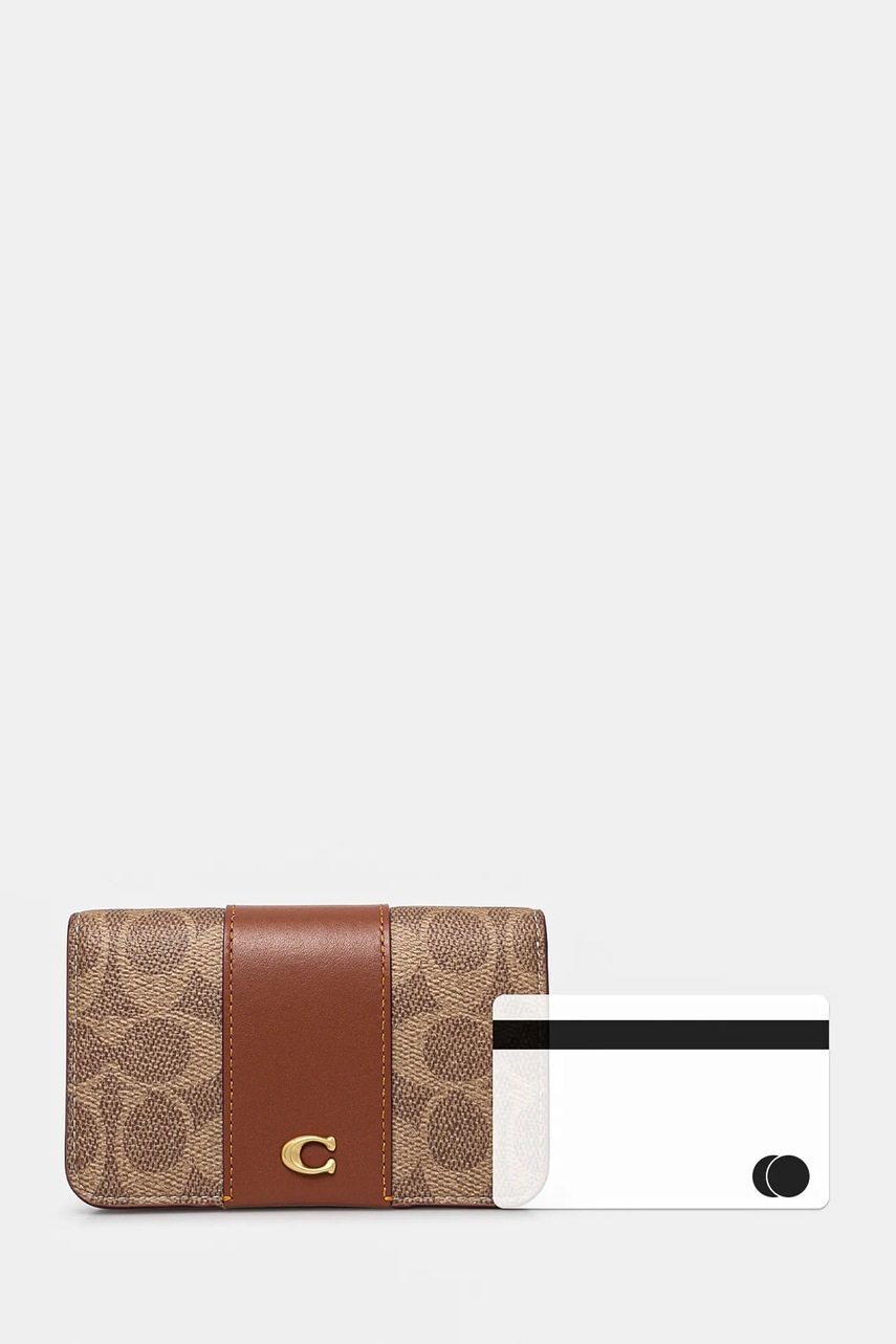 Шкіряний гаманець Coach жіночий колір коричневий 