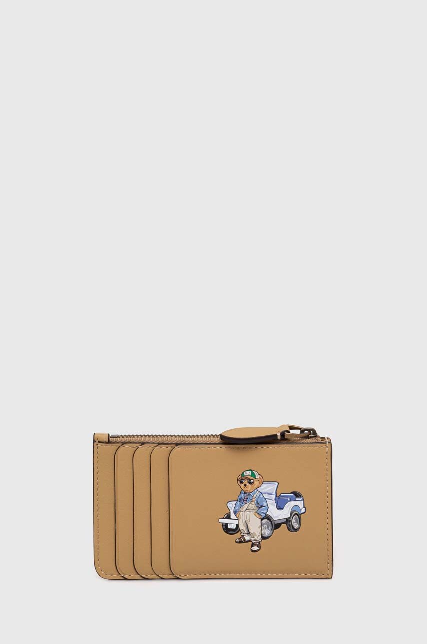 

Кожен портфейл Polo Ralph Lauren дамски в бежово 427937675, Бежов