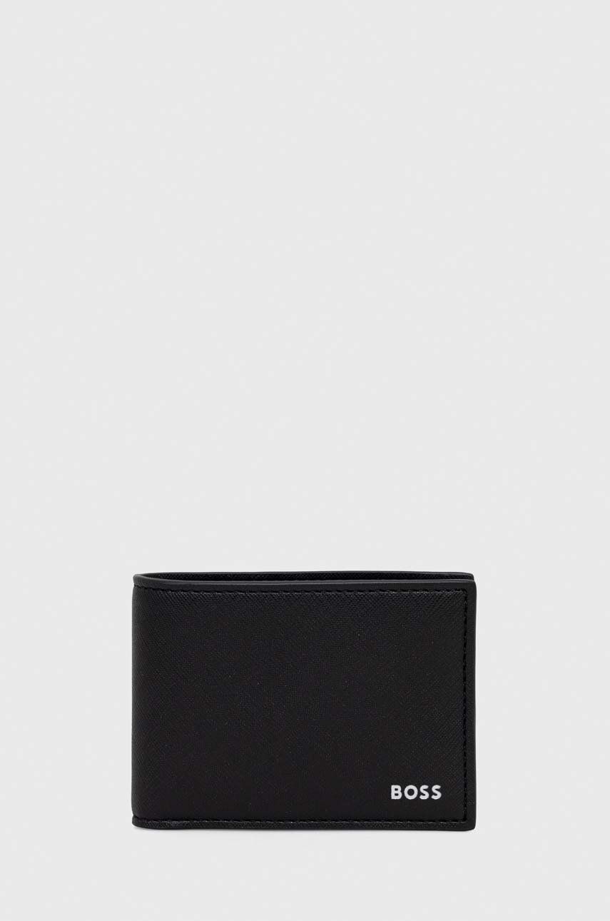 Levně Kožená peněženka BOSS černá barva, 50512129