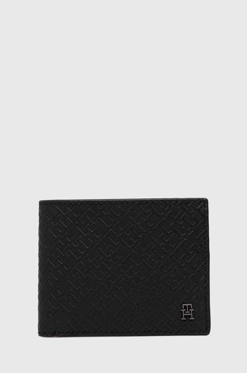 Kožená peněženka Tommy Hilfiger černá barva, AM0AM11849