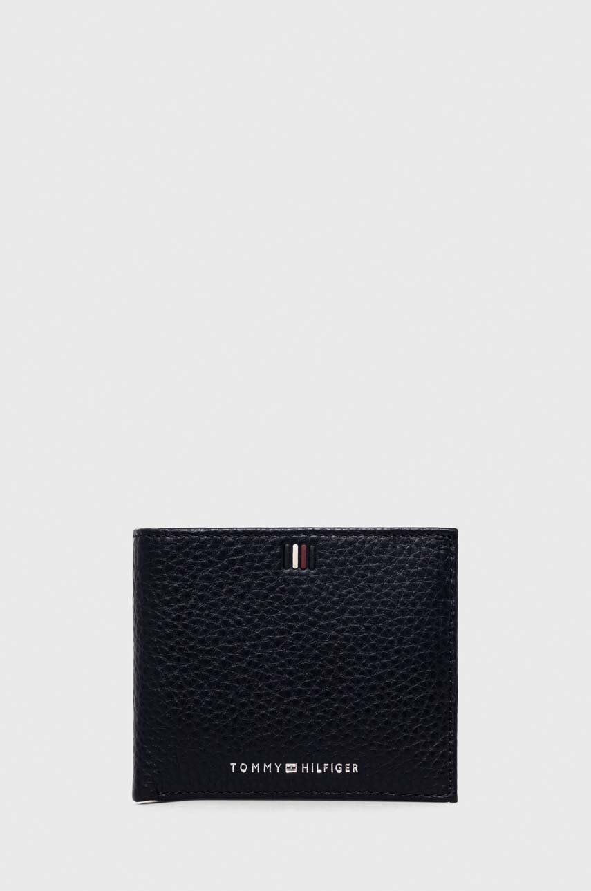Levně Kožená peněženka Tommy Hilfiger tmavomodrá barva, AM0AM11855