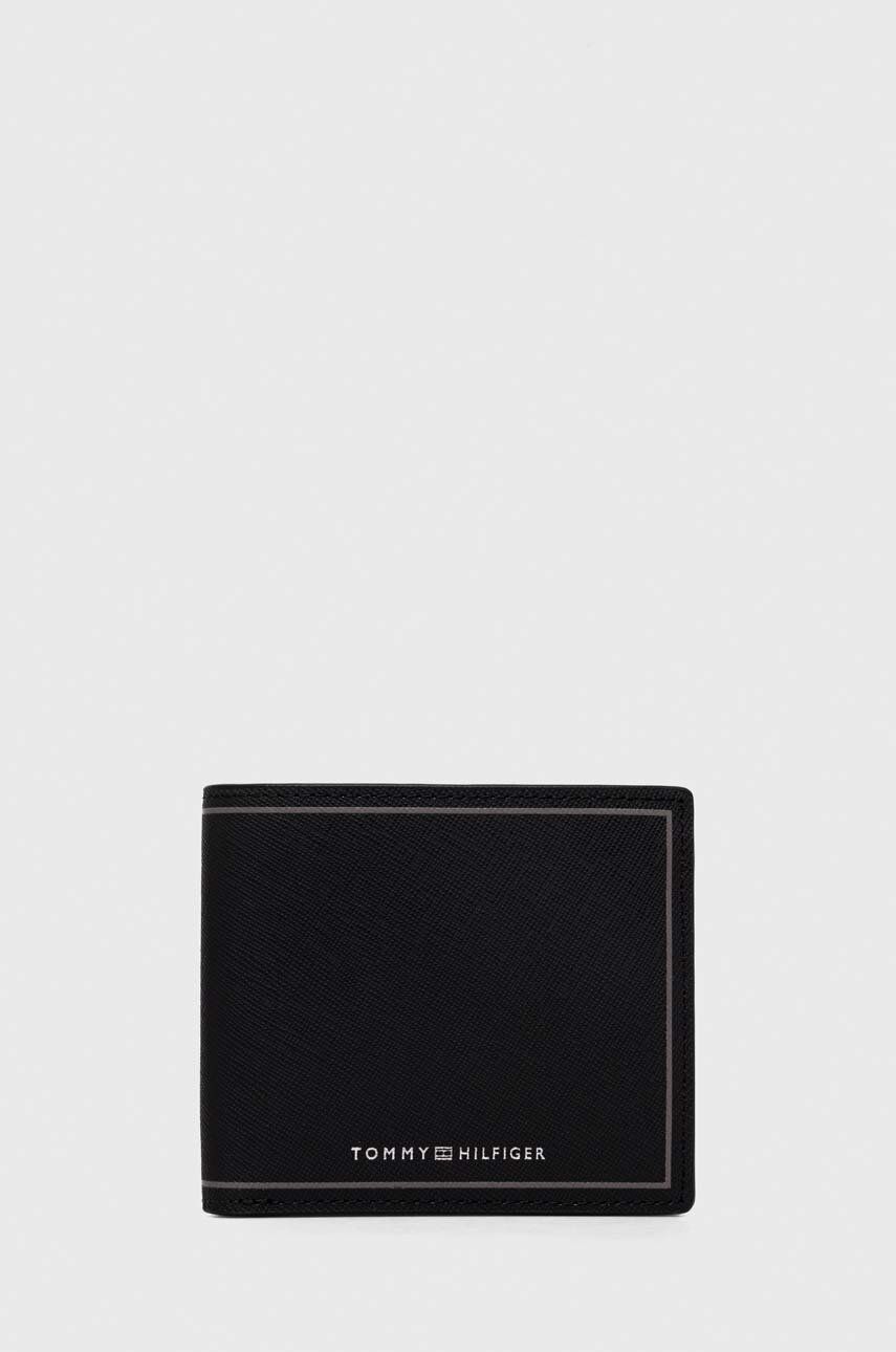 Kožená peněženka Tommy Hilfiger černá barva, AM0AM11859