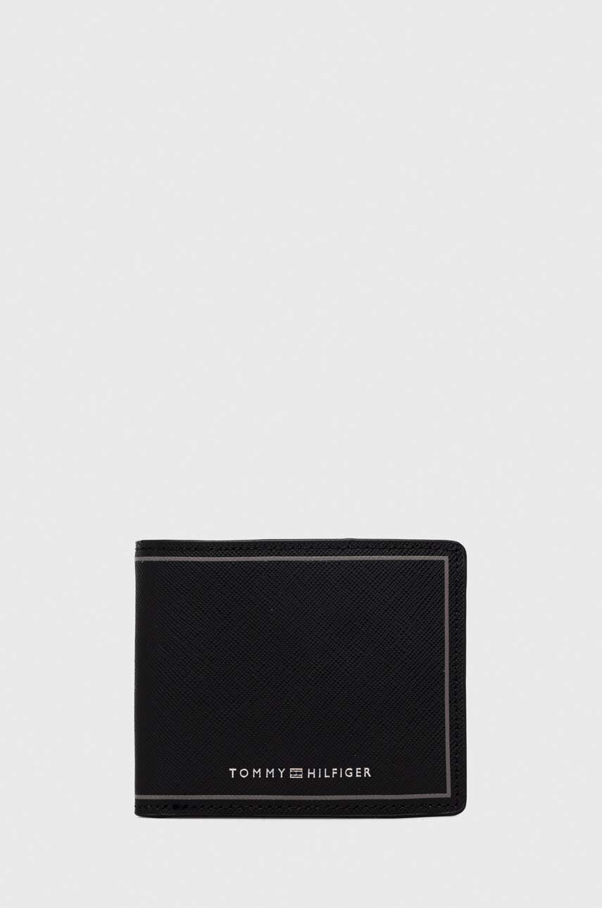 Kožená peněženka Tommy Hilfiger černá barva, AM0AM11864