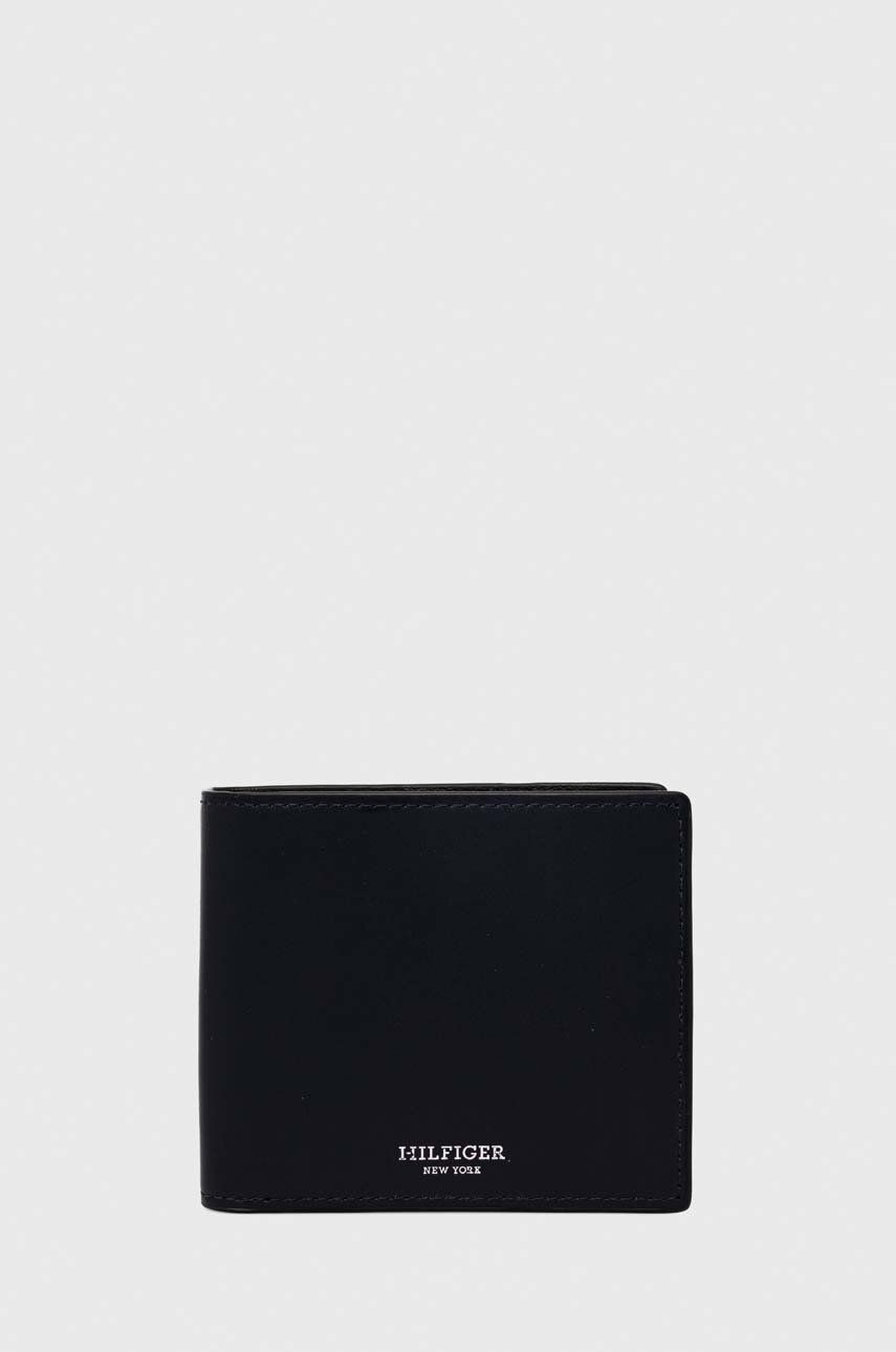 Kožená peněženka Tommy Hilfiger tmavomodrá barva, AM0AM11866