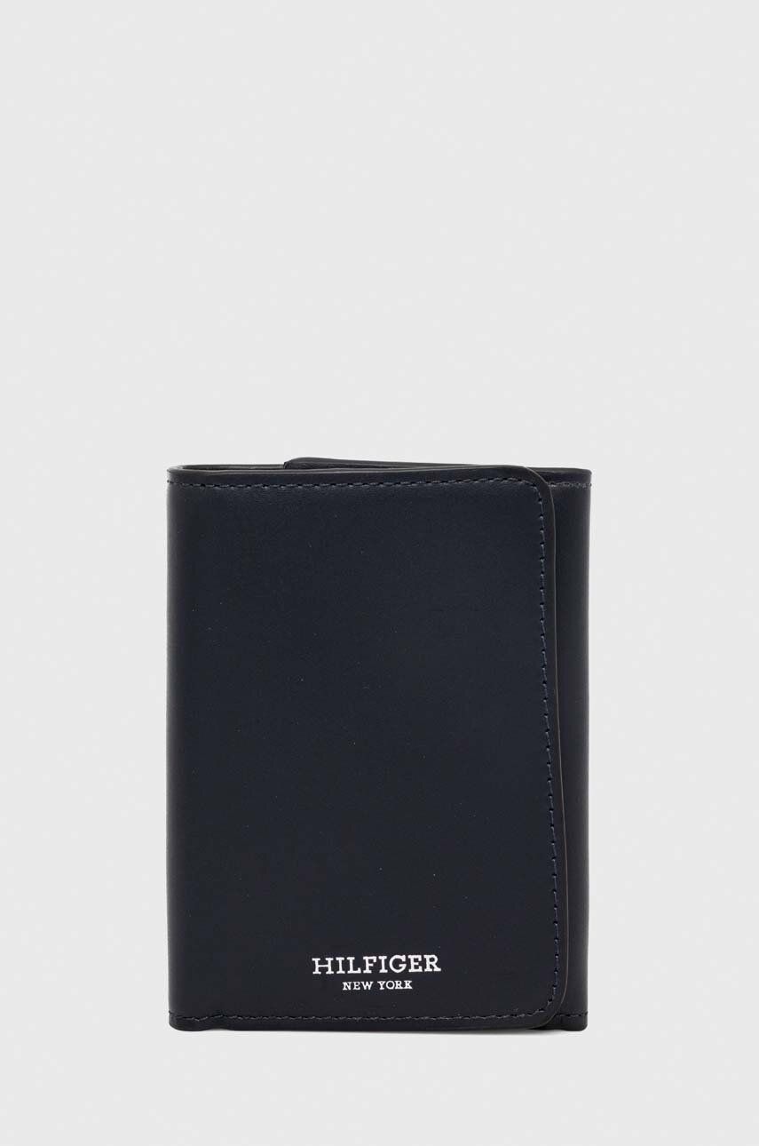 Levně Kožená peněženka Tommy Hilfiger tmavomodrá barva, AM0AM12264