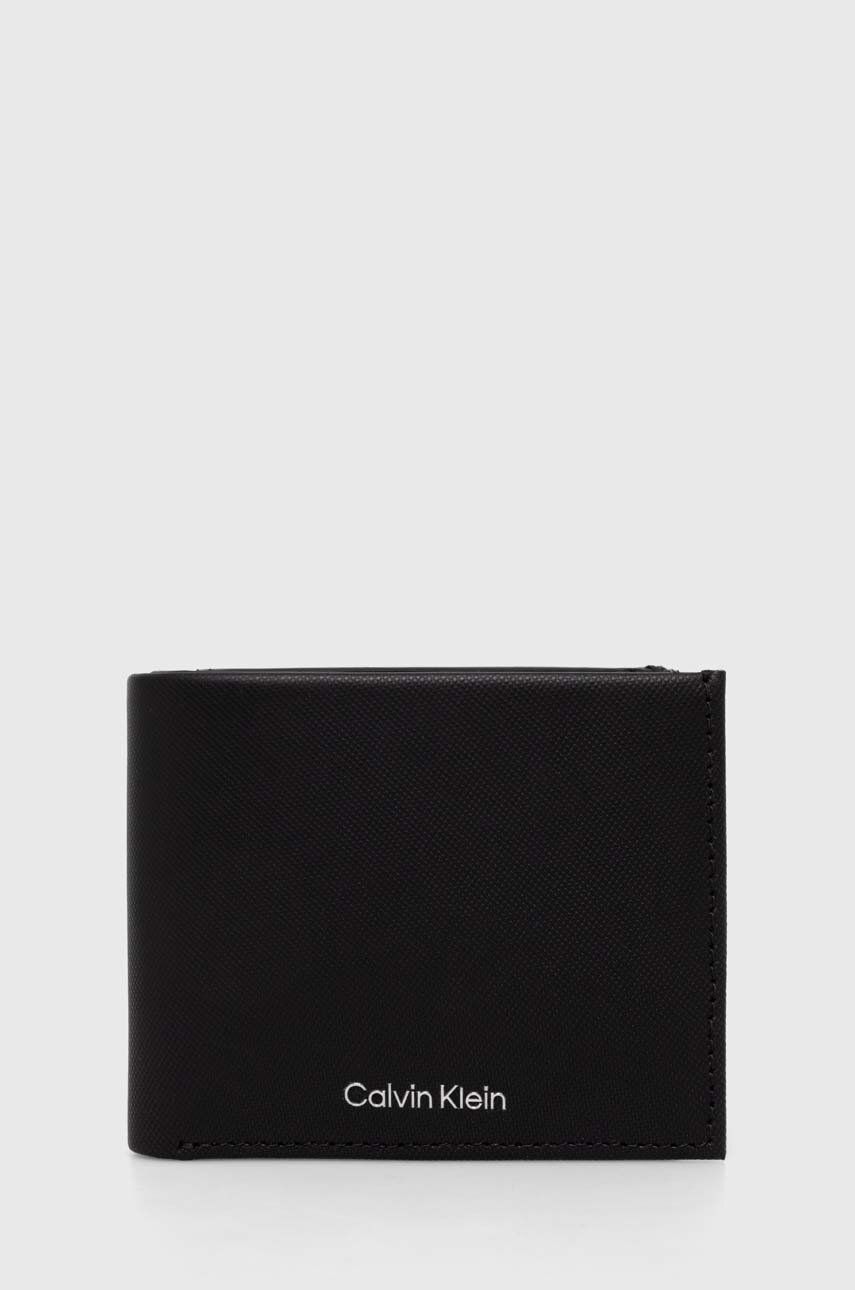Levně Kožená peněženka Calvin Klein černá barva, K50K511381