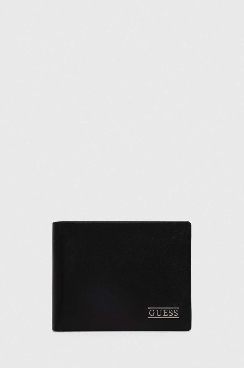 Levně Kožená peněženka Guess NEW BOSTON černá barva, SMNEBR LEA20