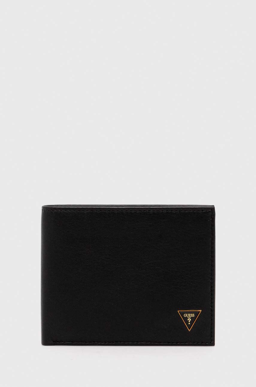 Kožená peněženka Guess SCALA černá barva, SMSCLE LEA20