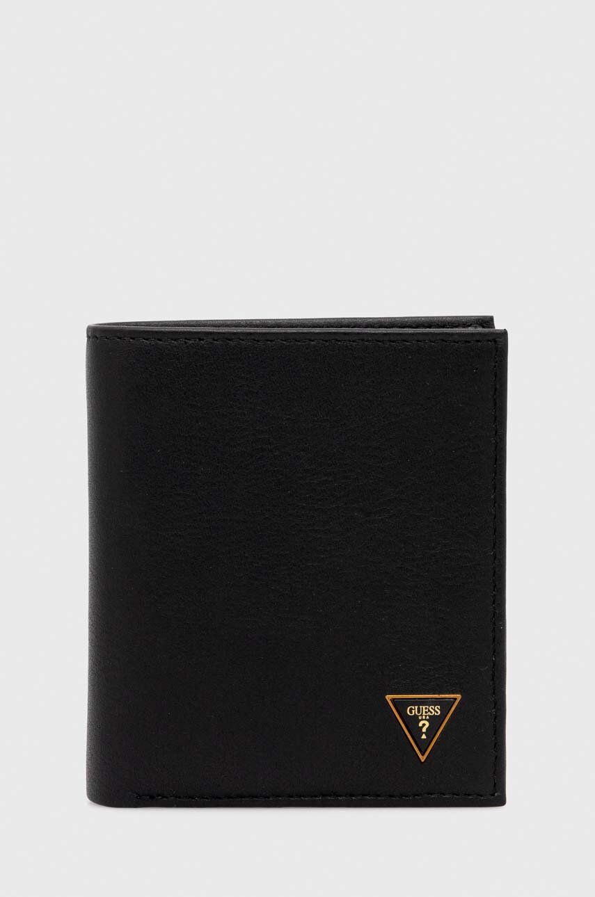 Kožená peněženka Guess SCALA černá barva, SMSCLE LEA22