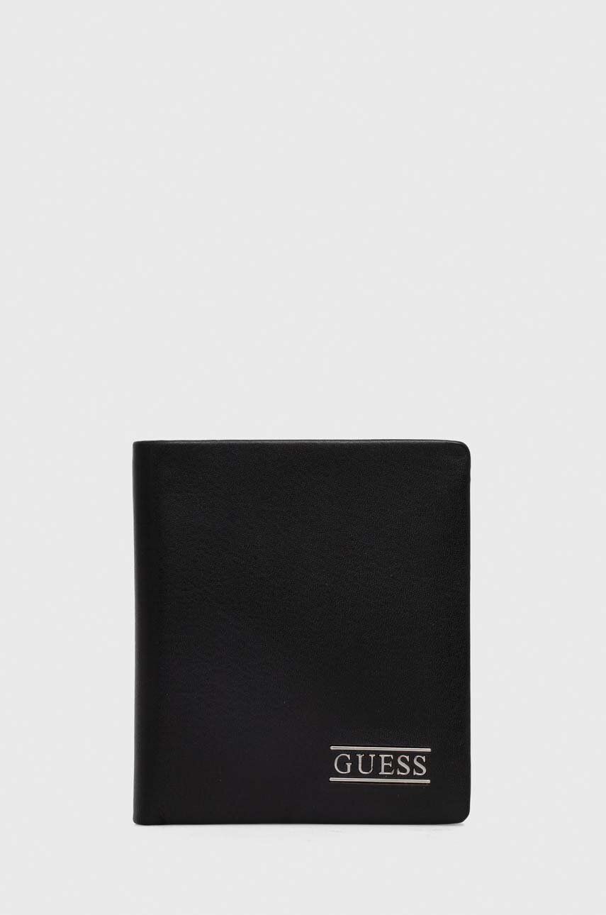 Levně Kožená peněženka Guess NEW BOSTON černá barva, SMNEBR LEA22