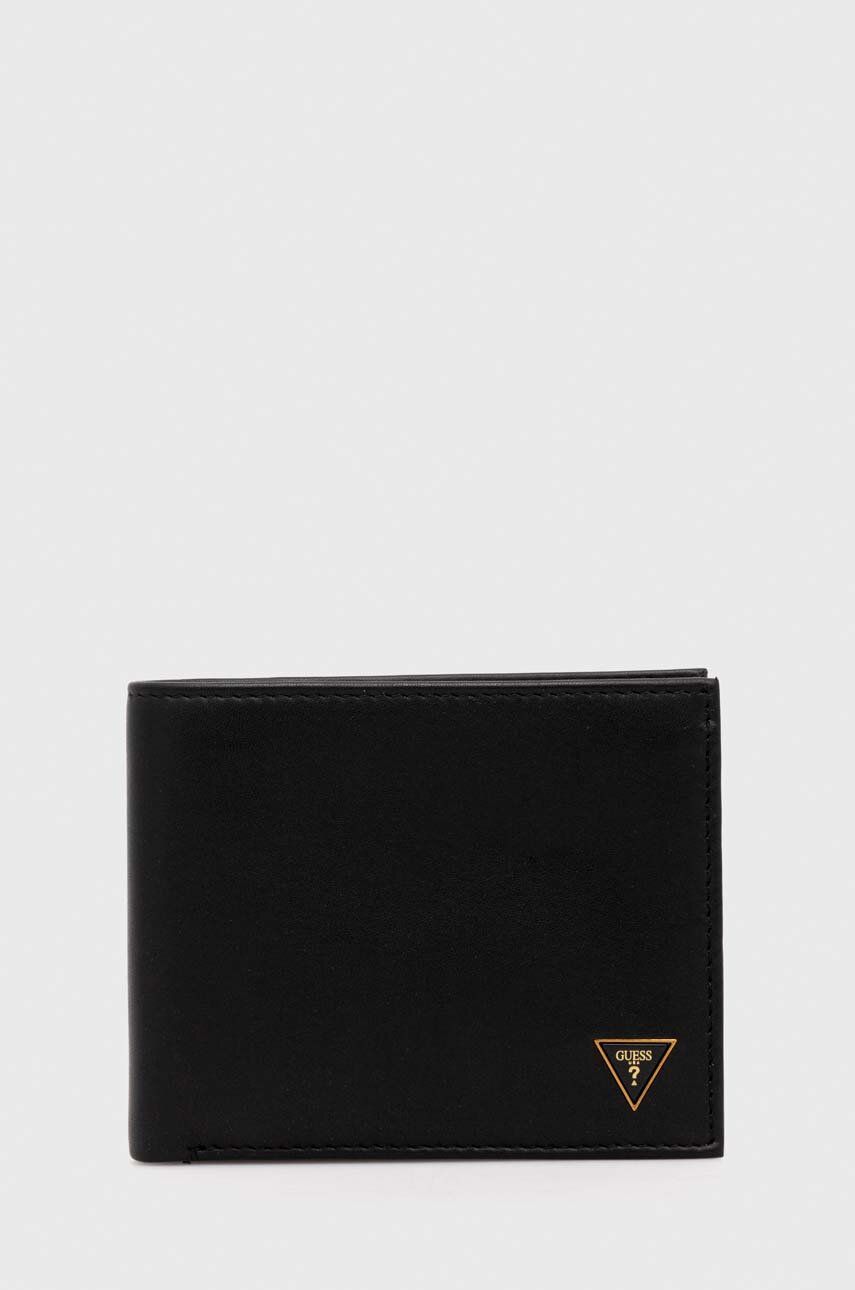 Kožená peněženka Guess SCALA černá barva, SMSCLE LEA24