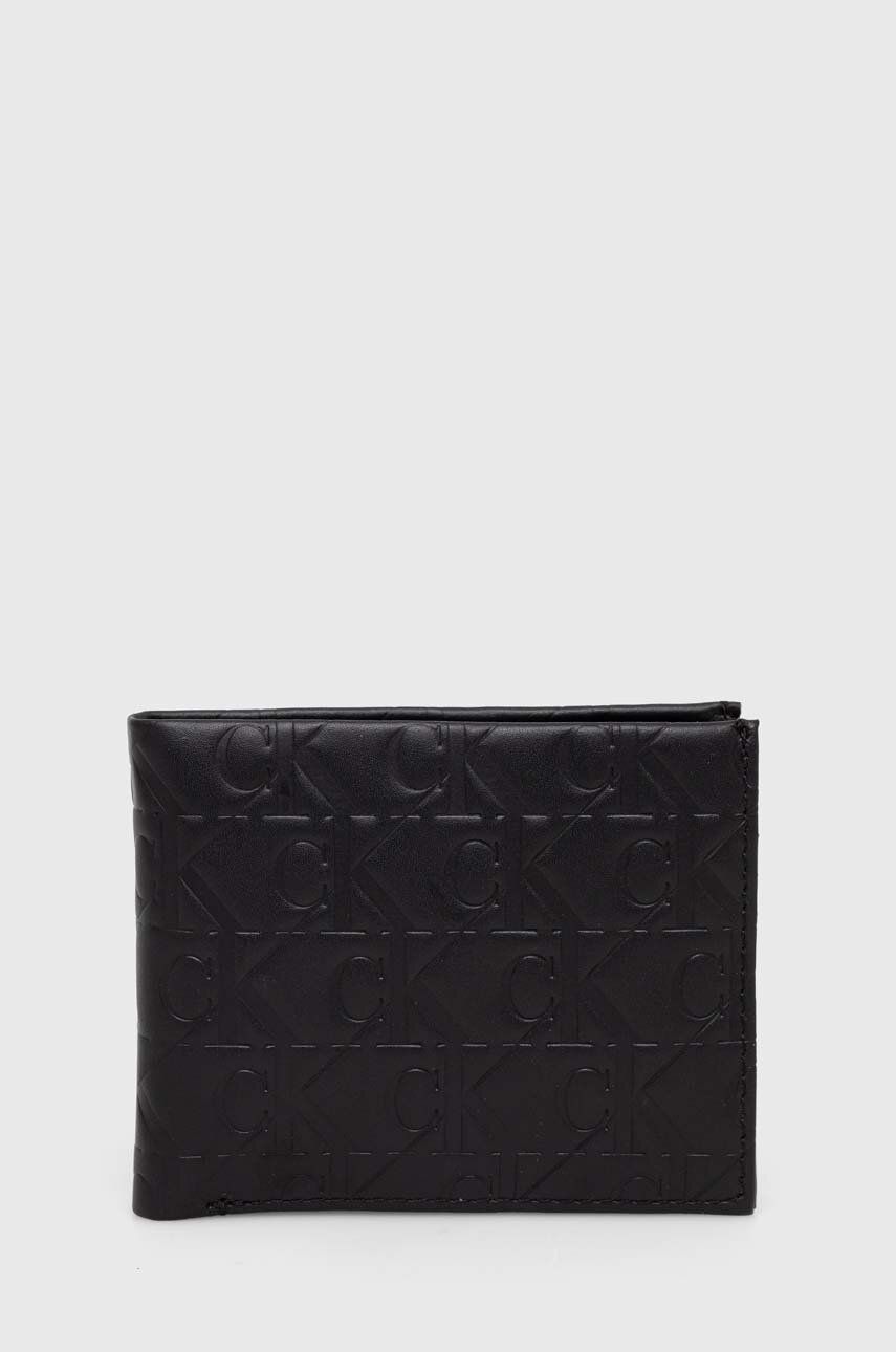 Levně Kožená peněženka Calvin Klein Jeans černá barva, K50K511435