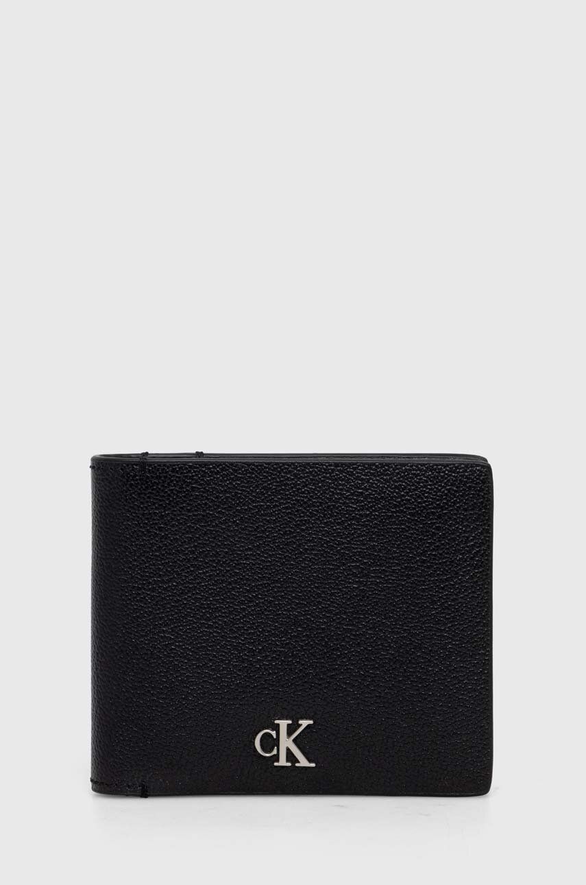 Levně Kožená peněženka Calvin Klein Jeans černá barva, K50K511445