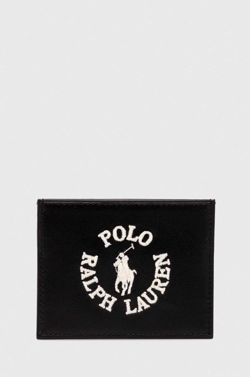 Levně Kožené pouzdro na karty Polo Ralph Lauren černá barva, 405898661