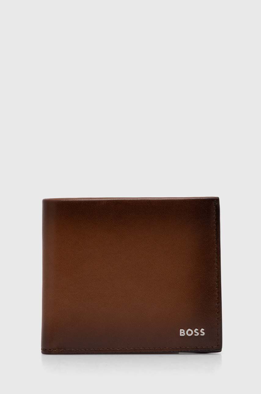 BOSS portofel de piele bărbați, culoarea maro 50517219
