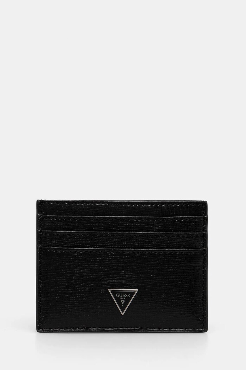 

Кожен калъф за карти Guess в черно, Черен