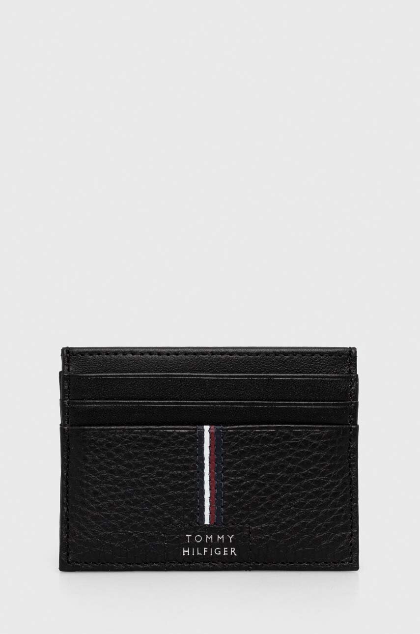 

Кожен калъф за карти Tommy Hilfiger в черно AM0AM12186, Черен