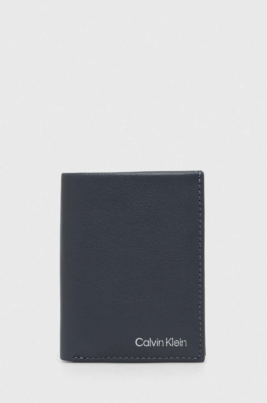 Levně Kožená peněženka Calvin Klein šedá barva, K50K511664