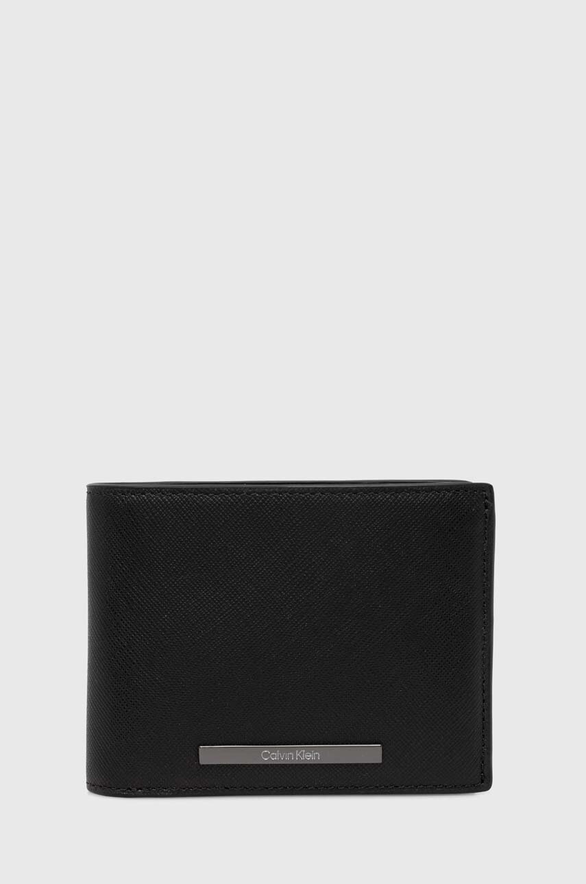 

Кожен портфейл Calvin Klein мъжки в черно, Черен