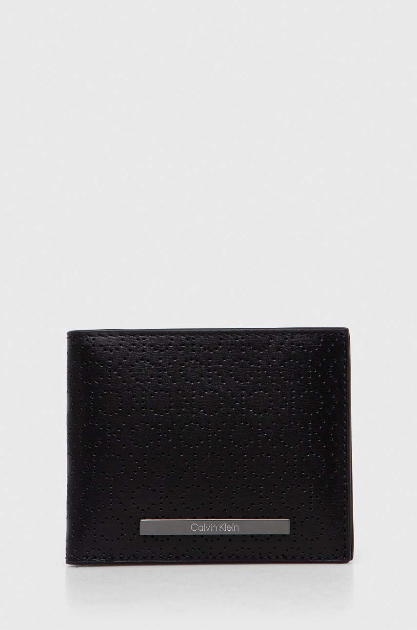 Levně Kožená peněženka Calvin Klein černá barva, K50K511834