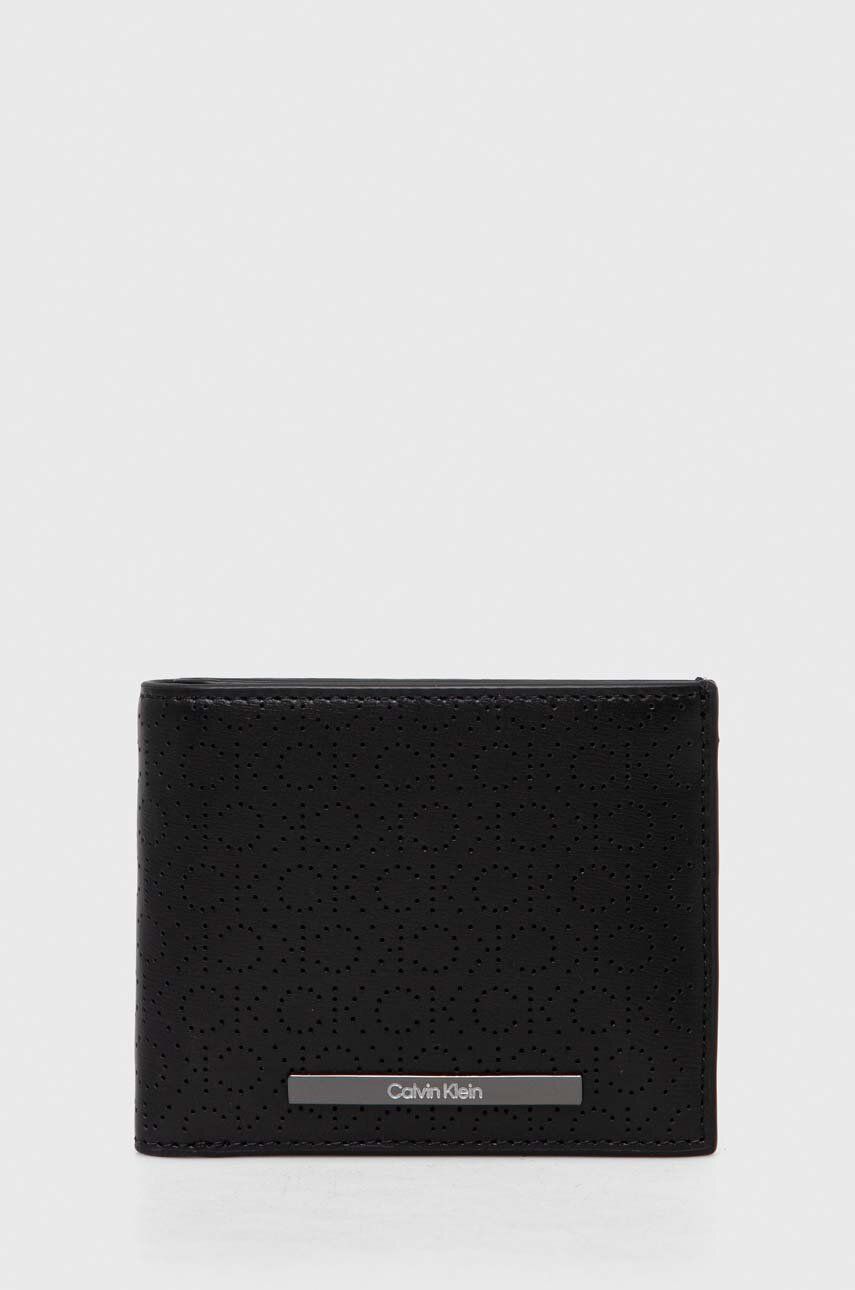 E-shop Kožená peněženka Calvin Klein černá barva