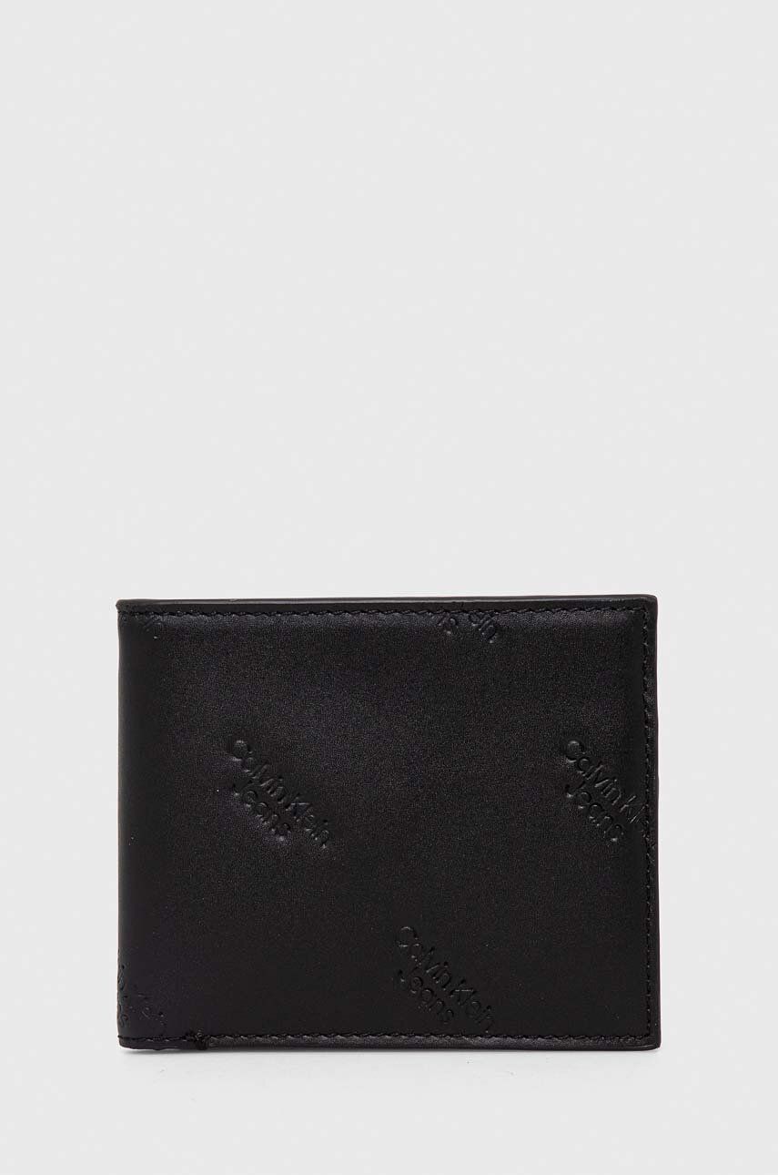Levně Kožená peněženka Calvin Klein Jeans černá barva, K50K511814