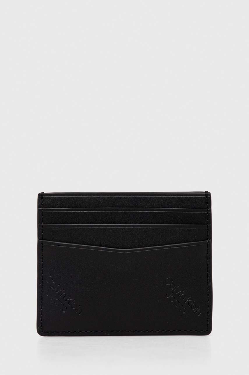 

Кожен калъф за карти Calvin Klein Jeans в черно K50K511817, Черен