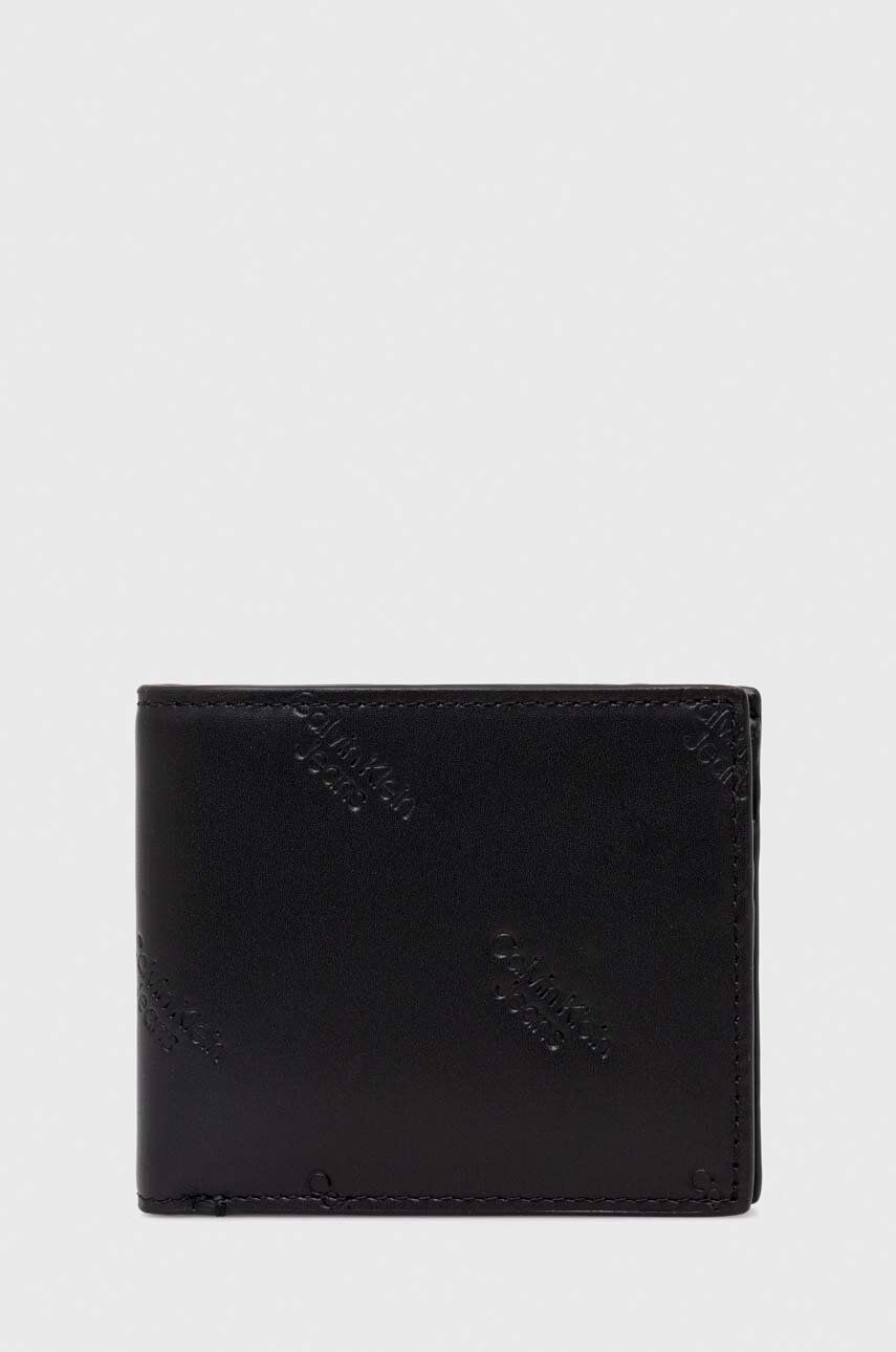 Levně Kožená peněženka Calvin Klein Jeans černá barva, K50K511818