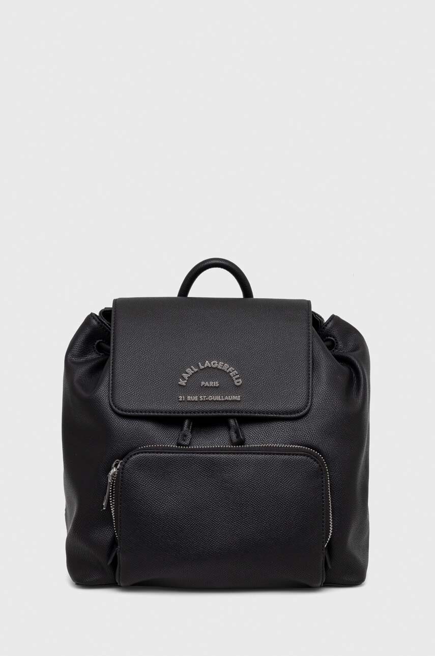 Karl Lagerfeld rucsac femei, culoarea negru, mic, cu imprimeu