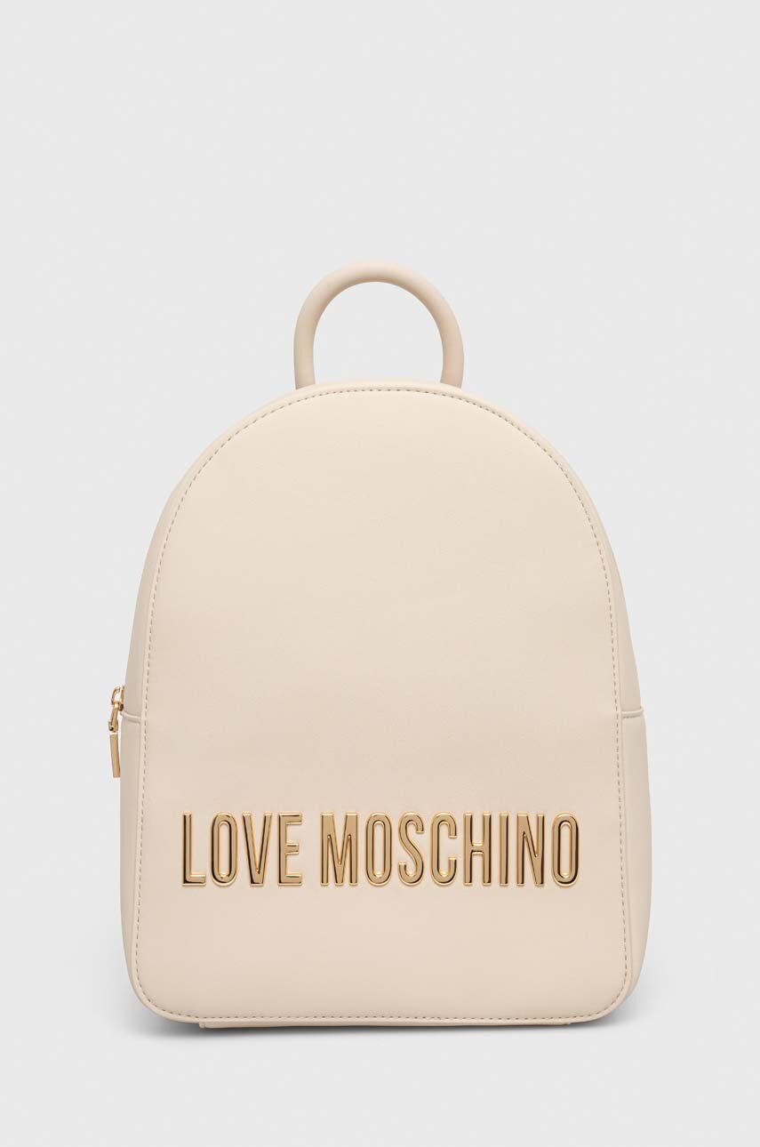 

Раница Love Moschino в бежово малък размер с апликация, Бежов