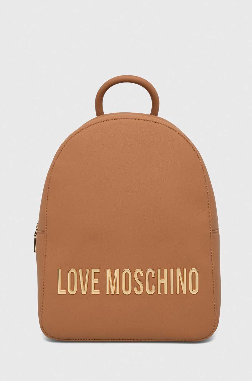 Levně Batoh Love Moschino dámský, hnědá barva, malý, s aplikací