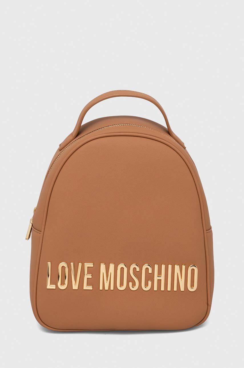 Love Moschino rucsac femei, culoarea maro, mic, neted