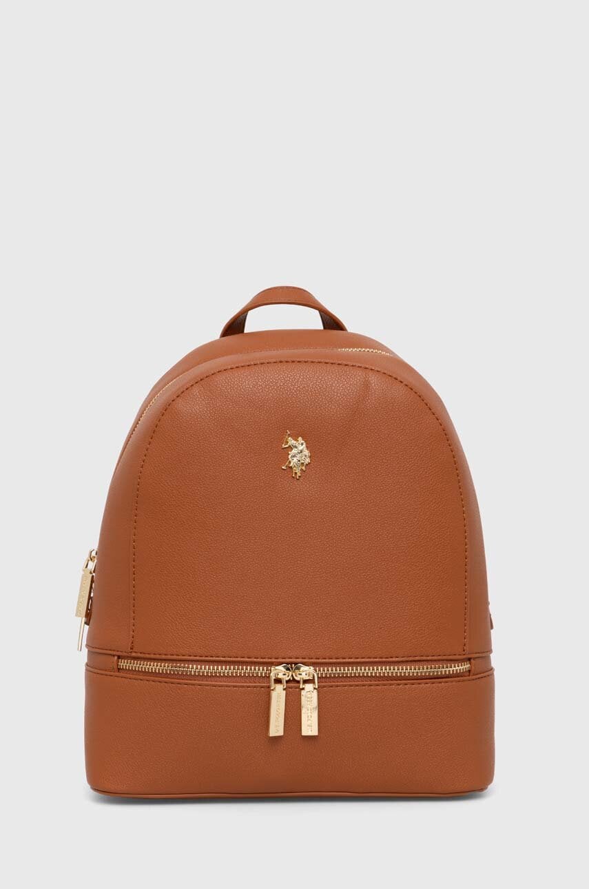 U.S. Polo Assn. rucsac femei, culoarea maro, mic, neted