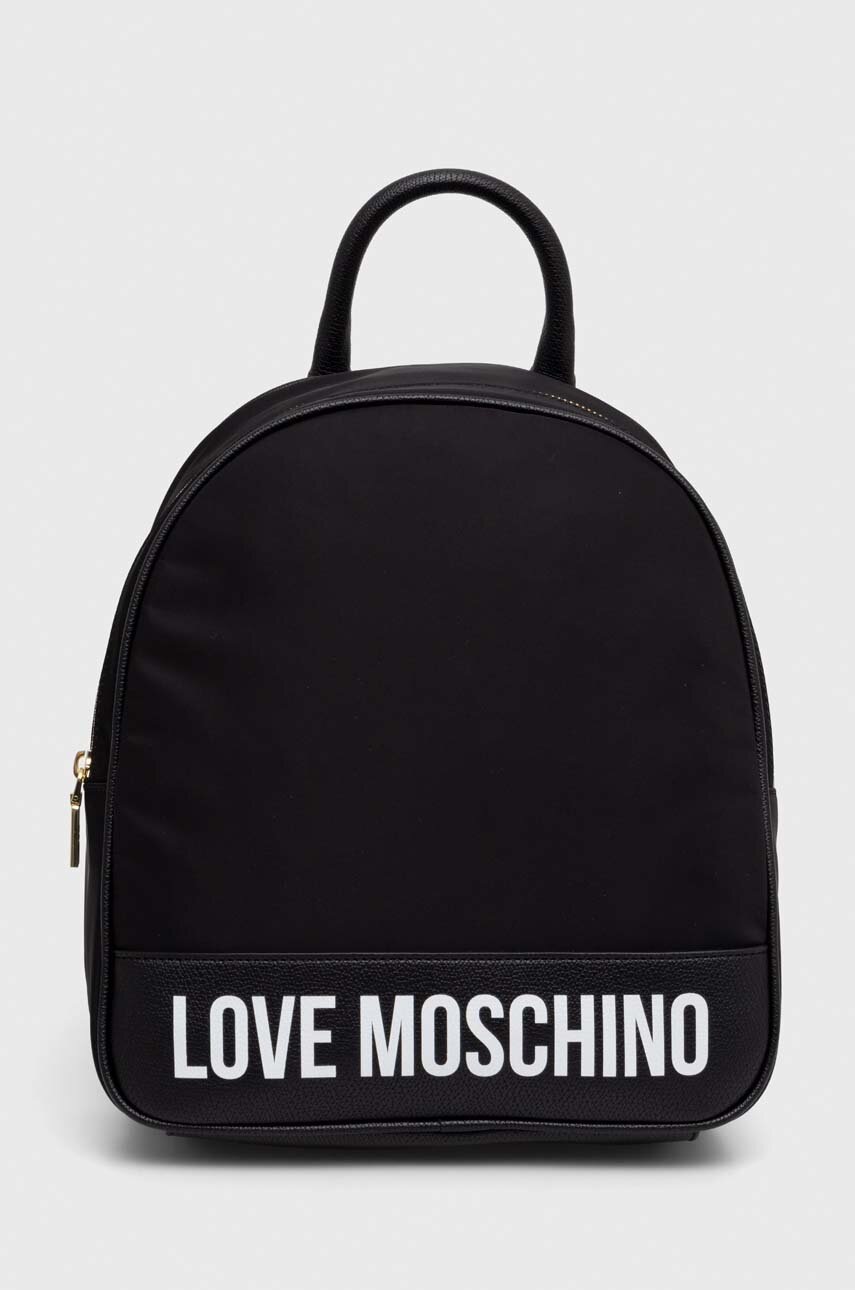 

Раница Love Moschino в черно малък размер с принт, Черен