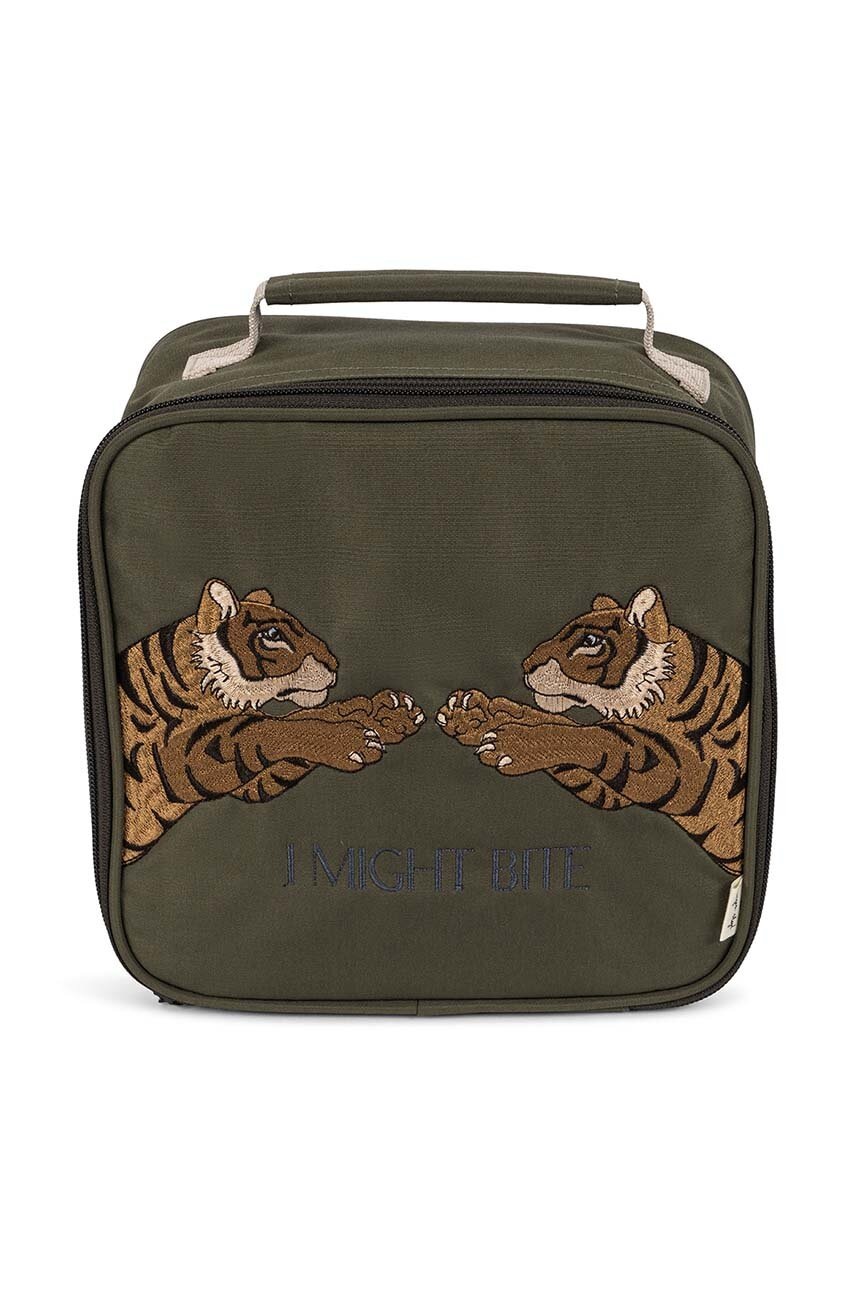 

Детска чанта за обяд Konges Sløjd в кафяво малък размер с принт, Кафяв