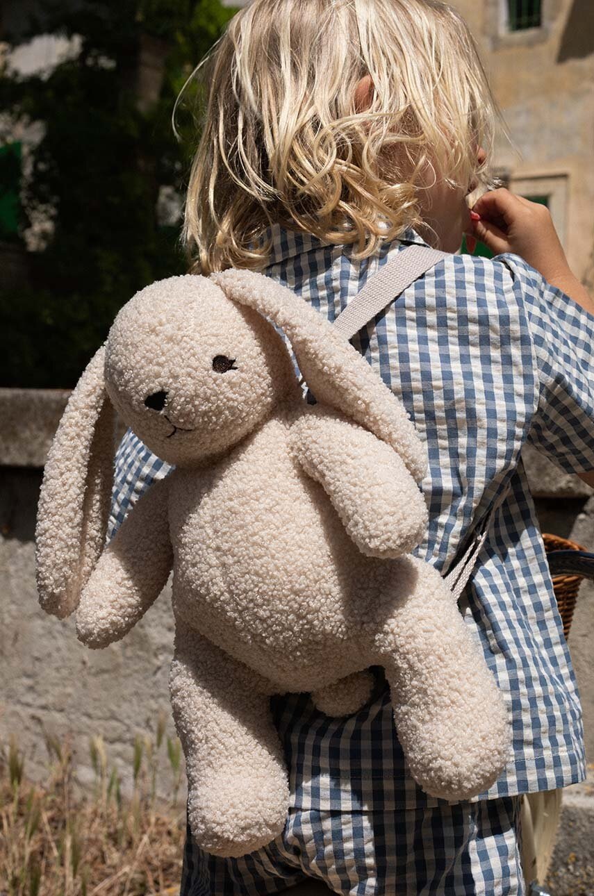 Konges Sløjd ghiozdan copii BUNNY BACKPACK culoarea bej, mic, neted, KS100158