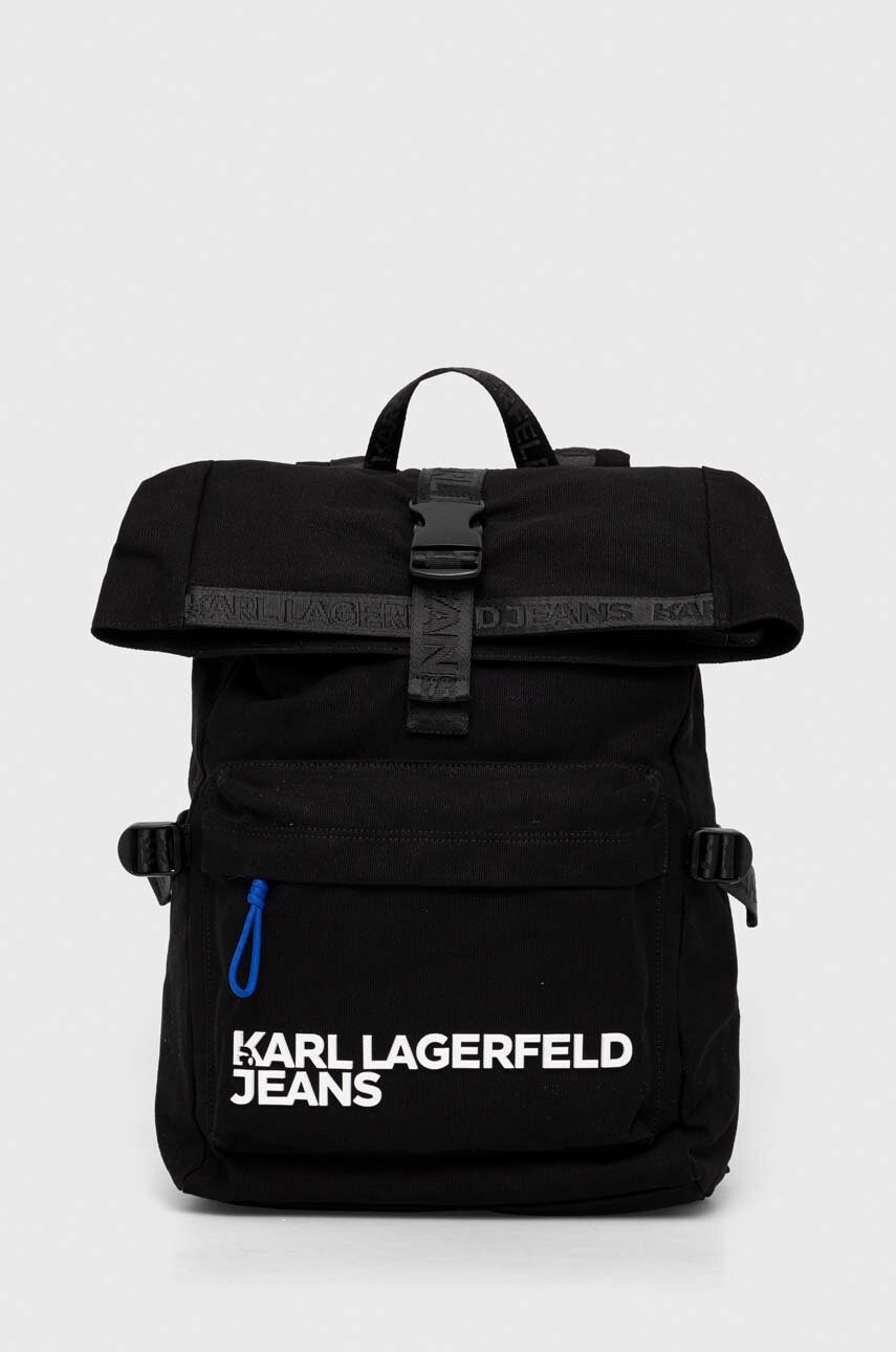 Karl Lagerfeld Jeans rucsac culoarea negru, mare, cu imprimeu