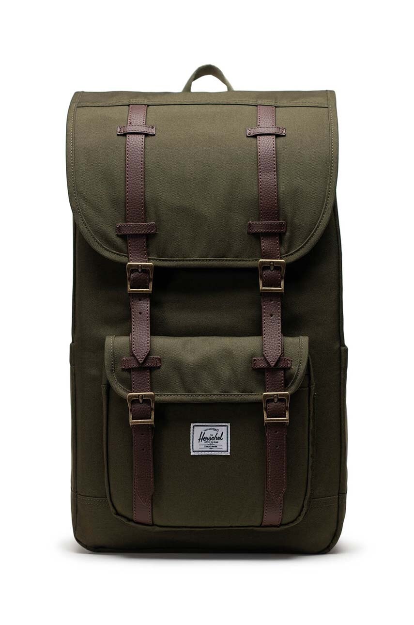 Herschel rucsac Little America culoarea verde, mare, neted