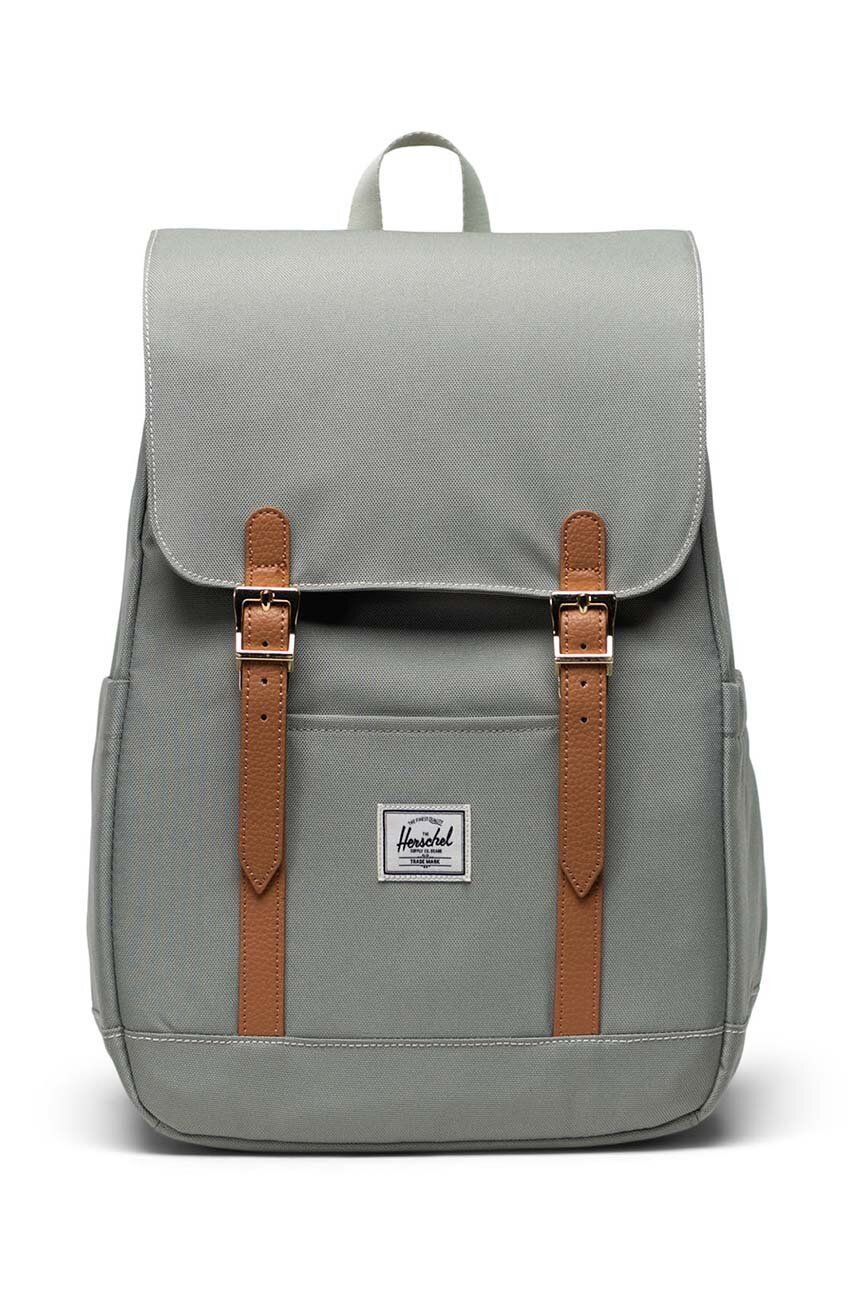 Herschel rucsac Retreat Small Backpack culoarea verde, mic, neted