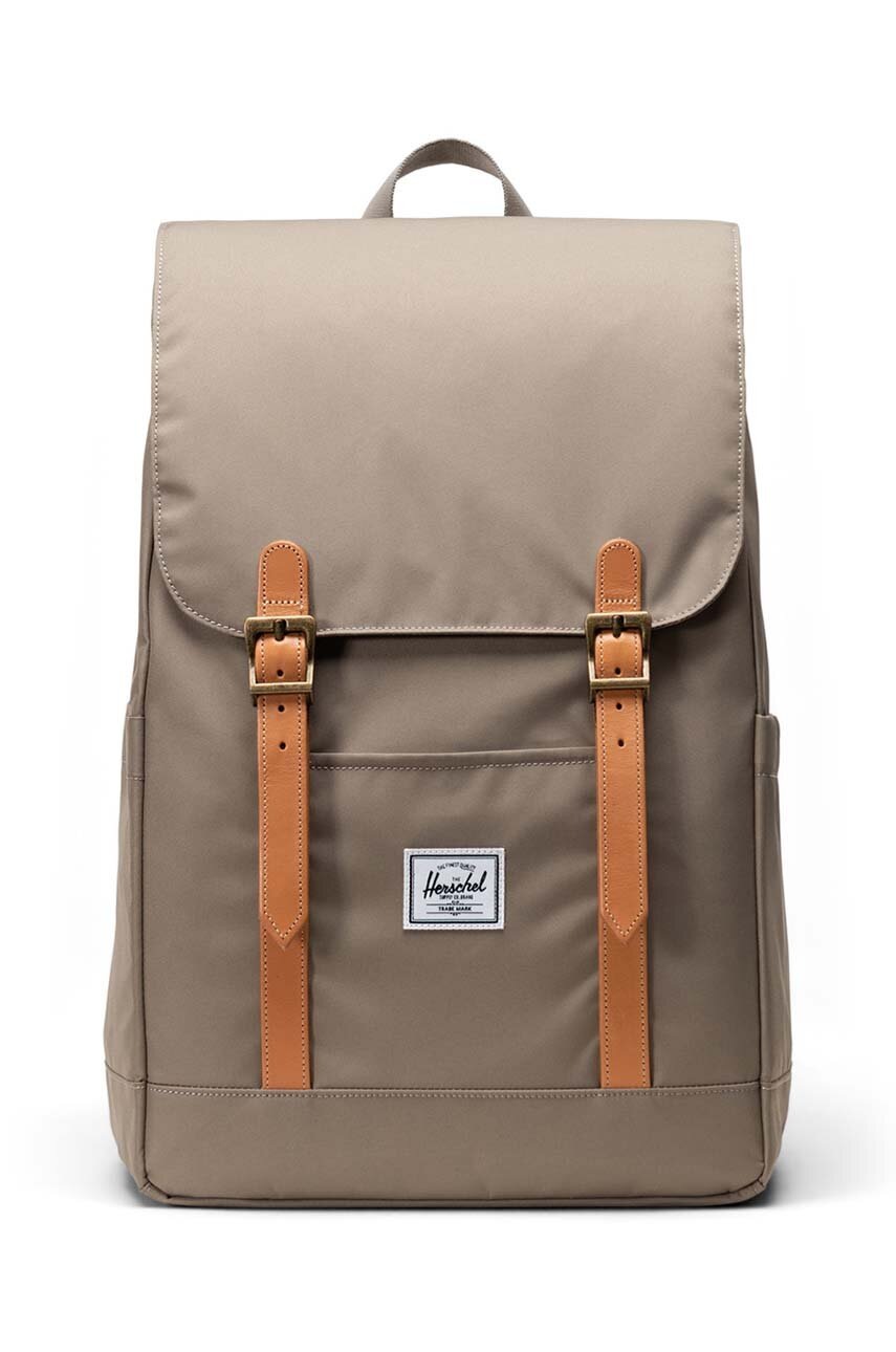 

Раница Herschel Herschel Retreat в кафяво голям размер с изчистен дизайн, Кафяв