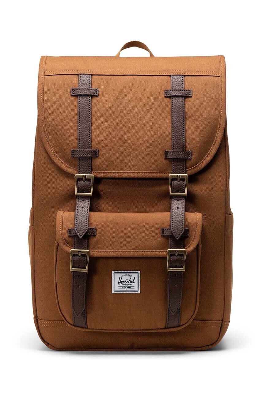 

Раница Herschel Little America Mid Backpack в сиво голям размер с изчистен дизайн, Сив