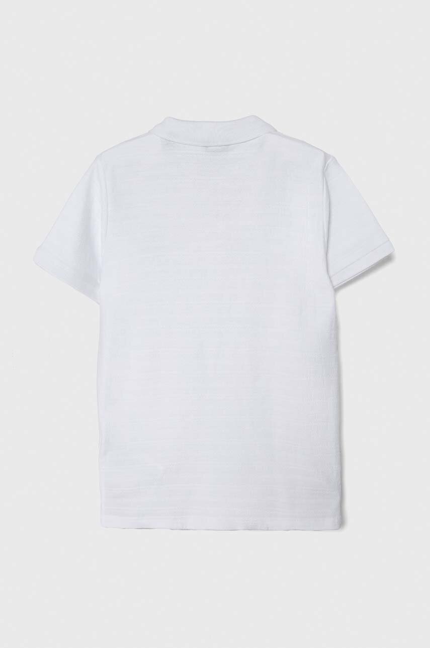 Дитяче бавовняне поло Guess колір білий однотонний