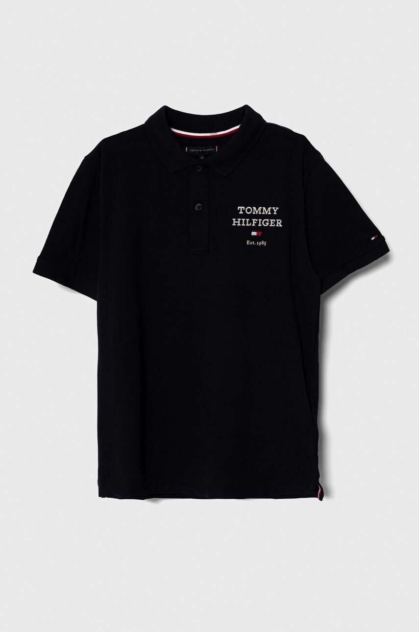 

Дитяче бавовняне поло Tommy Hilfiger колір синій з аплікацією
