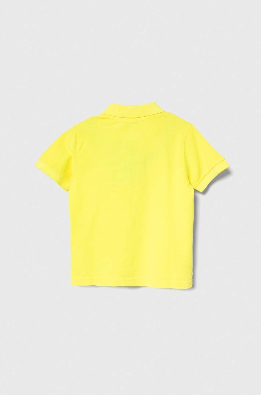 Детское хлопковое поло United Colors of Benetton цвет жёлтый с аппликацией Детское хлопковое поло United Colors of Benetton цвет жёлтый с аппликацией