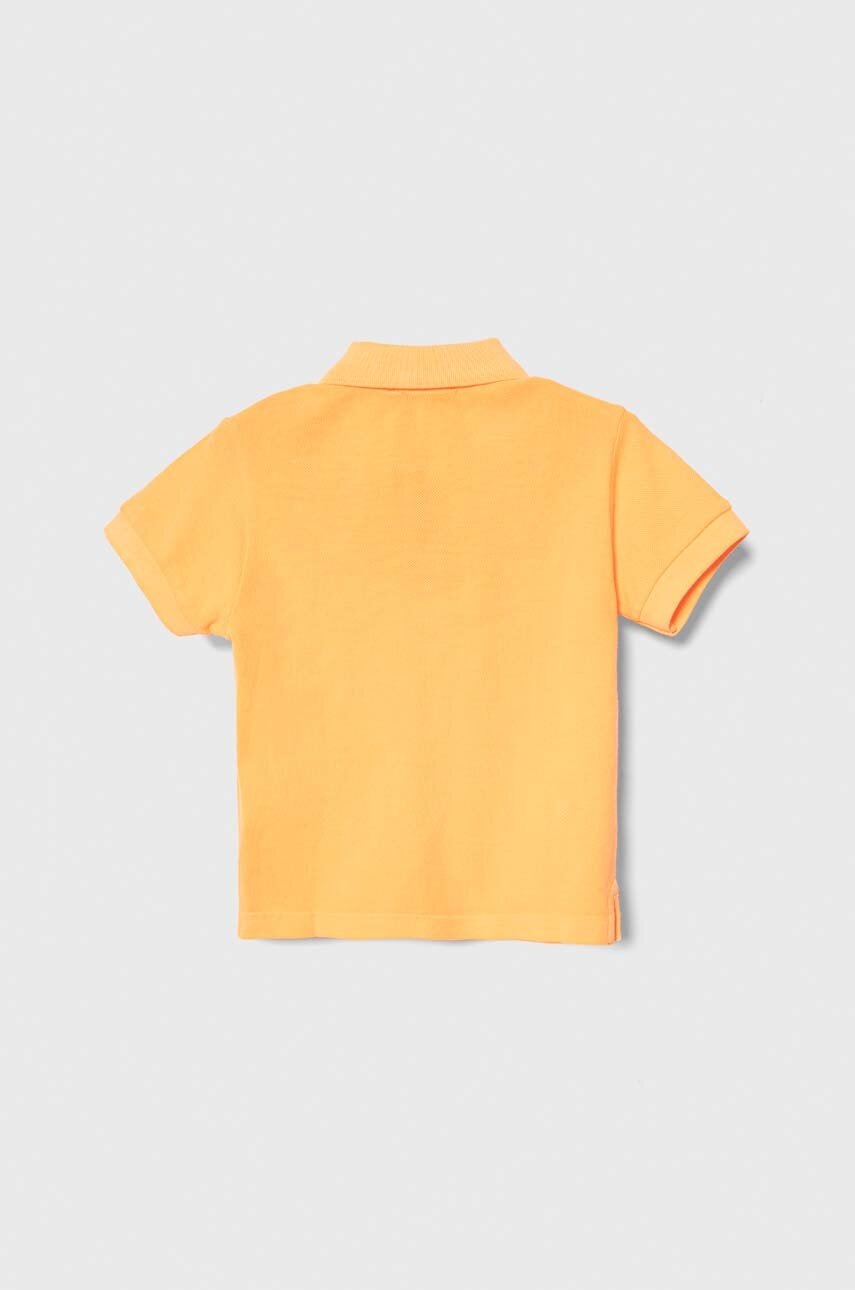 Дитяче бавовняне поло United Colors of Benetton колір помаранчевий з аплікацією