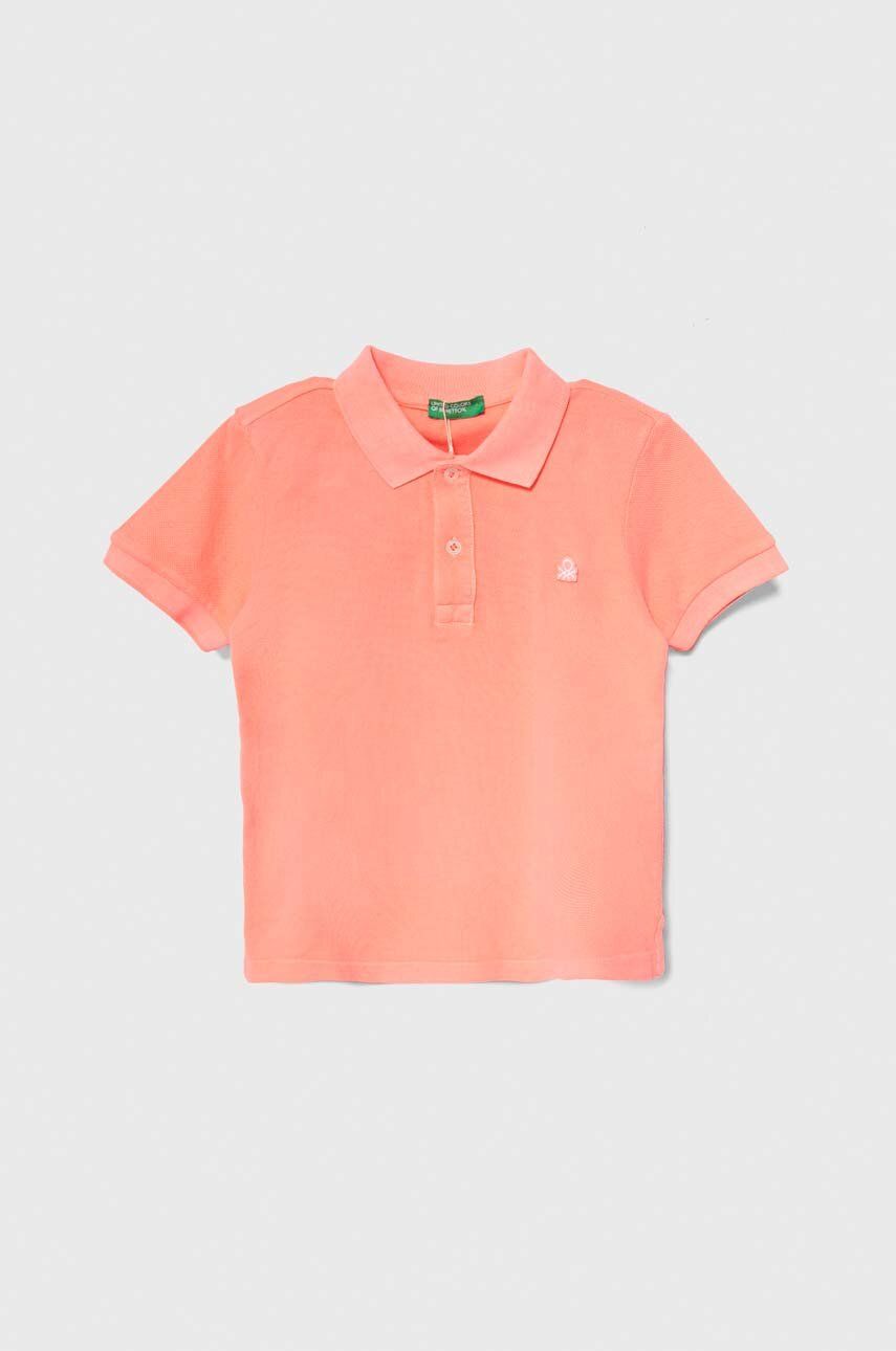 United Colors of Benetton tricouri polo din bumbac pentru copii culoarea roz, cu imprimeu