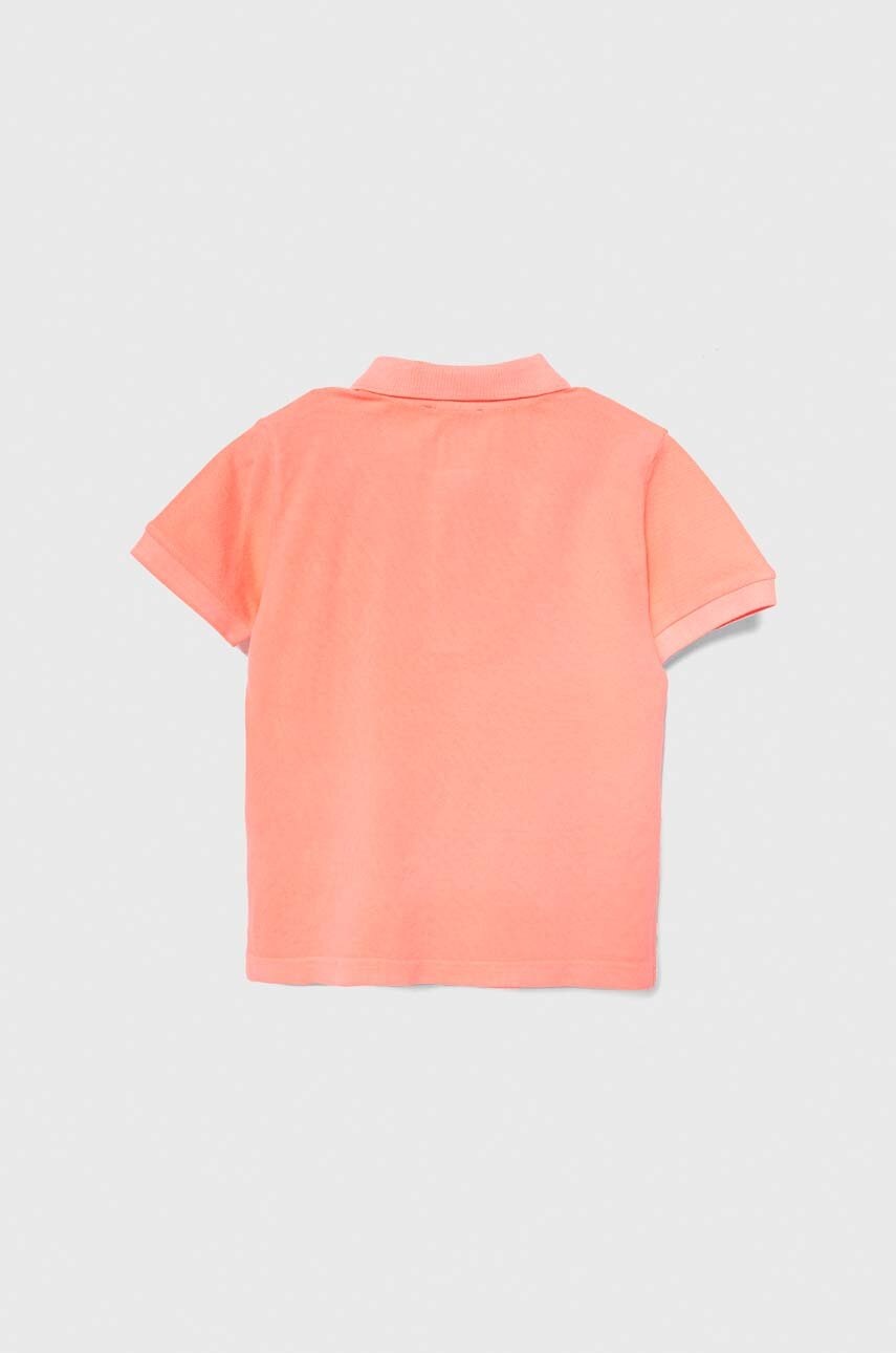 Дитяче бавовняне поло United Colors of Benetton колір рожевий з аплікацією