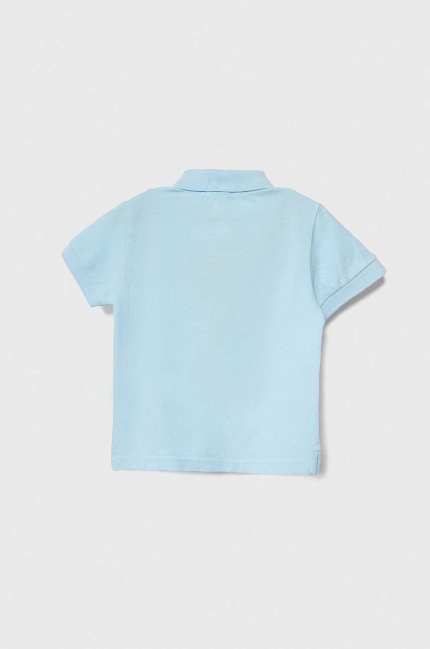 Детское хлопковое поло United Colors of Benetton цвет бирюзовый с аппликацией