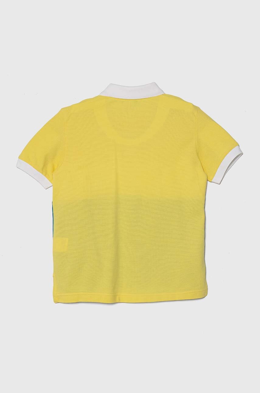 Дитяче бавовняне поло United Colors of Benetton колір жовтий візерунок