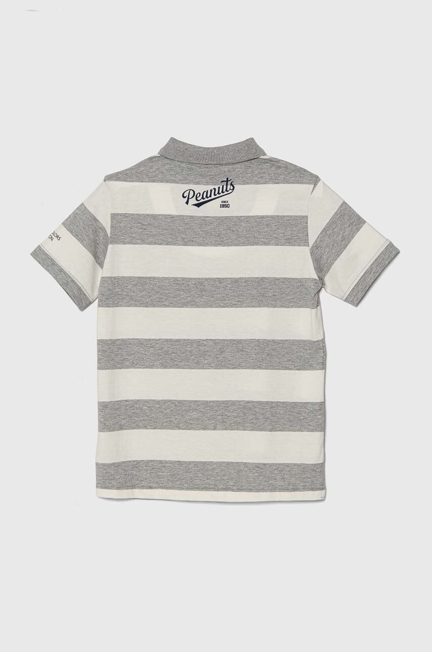 Дитяче бавовняне поло United Colors of Benetton x Snoopy колір сірий візерунок